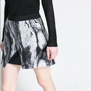 ZARA Basic Marble Print Mini Skirt Size Extra Small